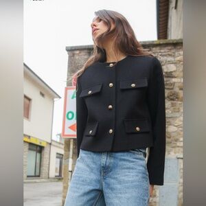 Zara cropped Flap Jacket Blazer